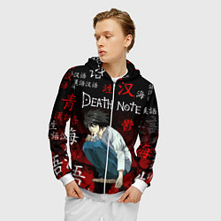 Толстовка 3D на молнии мужская ТЕТРАДЬ СМЕРТИ, цвет: 3D-белый — фото 2