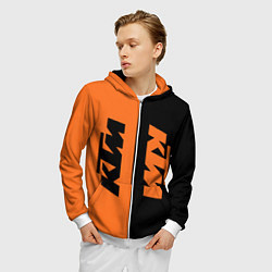 Толстовка 3D на молнии мужская KTM КТМ Z, цвет: 3D-белый — фото 2