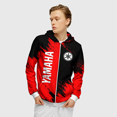Мужская толстовка на молнии YAMAHA ЯМАХА / 3D-Белый – фото 3
