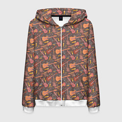 Толстовка 3D на молнии мужская Музыкант, цвет: 3D-белый