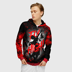 Толстовка 3D на молнии мужская FLY HIGH ВОЛЕЙБОЛ!!, цвет: 3D-красный — фото 2