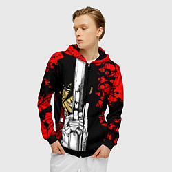 Толстовка 3D на молнии мужская Алукард - Хеллсинг, цвет: 3D-черный — фото 2