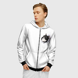 Толстовка 3D на молнии мужская КОТ В СЕРДЦЕ, цвет: 3D-черный — фото 2