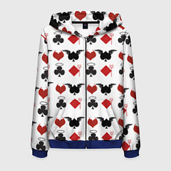 Толстовка 3D на молнии мужская Карточные масти, цвет: 3D-синий