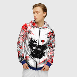 Толстовка 3D на молнии мужская ТОКИЙСКИЙ ГУЛЬ КЕН КАНЕКИ, цвет: 3D-синий — фото 2