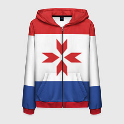 Толстовка 3D на молнии мужская Мордовия, цвет: 3D-красный
