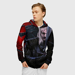 Толстовка 3D на молнии мужская Ведьмак Геральт, цвет: 3D-черный — фото 2