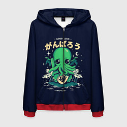 Толстовка 3D на молнии мужская Cthulhu Good Luck, цвет: 3D-красный