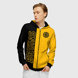 Толстовка 3D на молнии мужская NHL BOSTON BRUINS, цвет: 3D-черный — фото 2