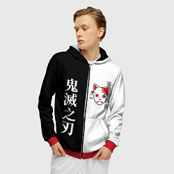 Толстовка 3D на молнии мужская МАСКА ТАНДЖИРО TANJIRO MASK, цвет: 3D-красный — фото 2