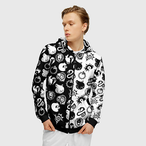 Мужская толстовка на молнии ЭМБЛЕМЫ МАГИЧЕСКАЯ БИТВА JK / 3D-Черный – фото 3