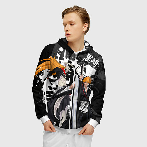 Мужская толстовка на молнии Bleach / 3D-Белый – фото 3