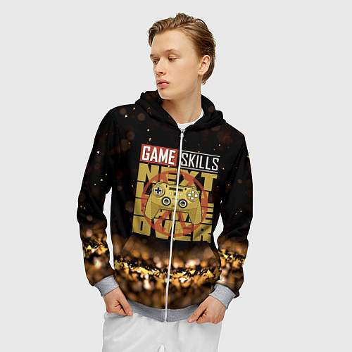 Мужская толстовка на молнии Next game over game skills / 3D-Меланж – фото 3