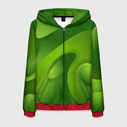 Толстовка 3D на молнии мужская 3d Green abstract, цвет: 3D-красный
