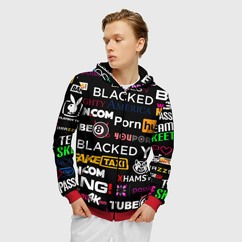 Мужская толстовка на молнии ПОРНОСТУДИИ PORN STUDIO / 3D-Красный – фото 3