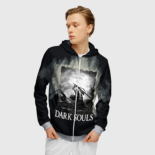 Мужская толстовка на молнии DARK SOULS 3 / 3D-Меланж – фото 3