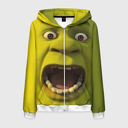Толстовка 3D на молнии мужская Shrek is Yelling, цвет: 3D-белый