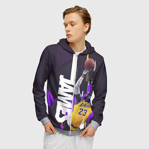 Мужская толстовка на молнии Леброн / 3D-Меланж – фото 3