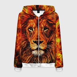Толстовка 3D на молнии мужская LION, цвет: 3D-белый