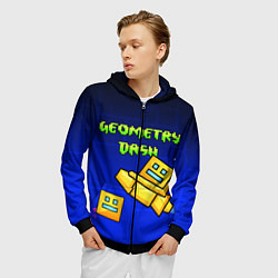 Толстовка 3D на молнии мужская Geometry Dash, цвет: 3D-черный — фото 2