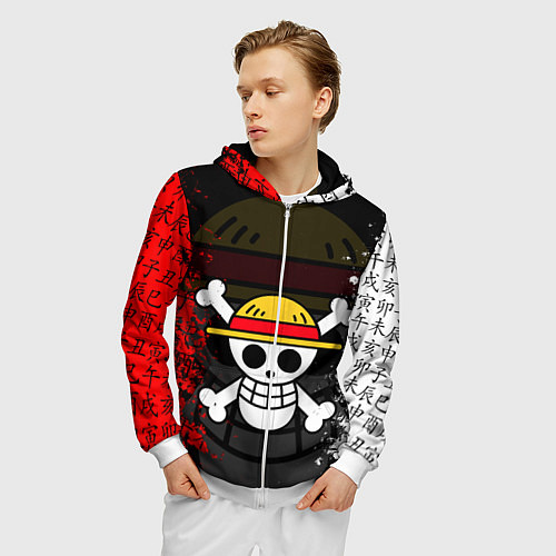 Мужская толстовка на молнии ONE PIECE ВАН ПИС ЧЕРЕП / 3D-Белый – фото 3