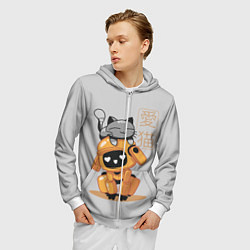 Толстовка 3D на молнии мужская Cat and Robot ЛСР, цвет: 3D-белый — фото 2