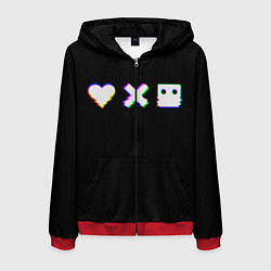 Толстовка 3D на молнии мужская Love Death and Robots Glitch, цвет: 3D-красный