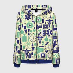 Толстовка 3D на молнии мужская Медицина Паттерн Z, цвет: 3D-синий