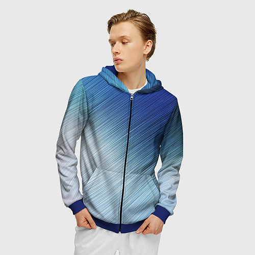 Мужская толстовка на молнии Текстура Оттенки льда / 3D-Синий – фото 3