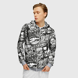 Толстовка 3D на молнии мужская Тату ретро, цвет: 3D-меланж — фото 2