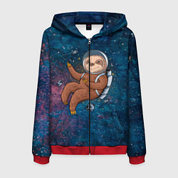 Мужская толстовка на молнии Милый ленивец в космосе