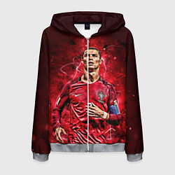 Толстовка 3D на молнии мужская Cristiano Ronaldo Portugal, цвет: 3D-меланж