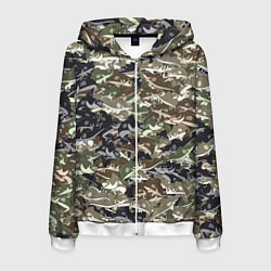 Толстовка 3D на молнии мужская Камуфляж для рыбака, цвет: 3D-белый