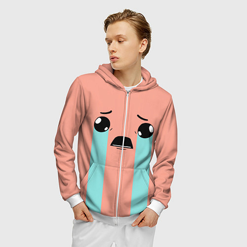 Мужская толстовка на молнии Crying Isaac / 3D-Белый – фото 3