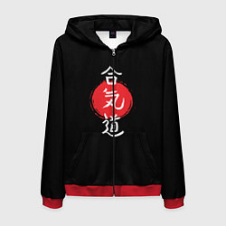 Толстовка 3D на молнии мужская Айкидо, цвет: 3D-красный