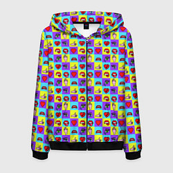Толстовка 3D на молнии мужская Поп-арт, цвет: 3D-черный