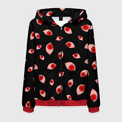 Толстовка 3D на молнии мужская Взгляд тьмы, цвет: 3D-красный