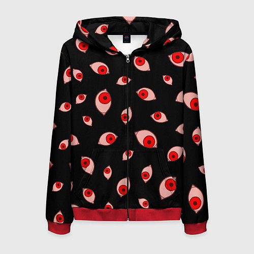 Мужская толстовка на молнии Взгляд тьмы / 3D-Красный – фото 1