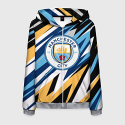 Толстовка 3D на молнии мужская МАНЧЕСТЕР СИТИ MANCHESTER, цвет: 3D-меланж