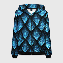 Толстовка 3D на молнии мужская Чешуя ледяного дракона, цвет: 3D-черный