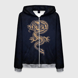 Толстовка 3D на молнии мужская Дракон, цвет: 3D-меланж