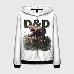 Толстовка 3D на молнии мужская D&D Мимик-сундук ДнД, цвет: 3D-черный