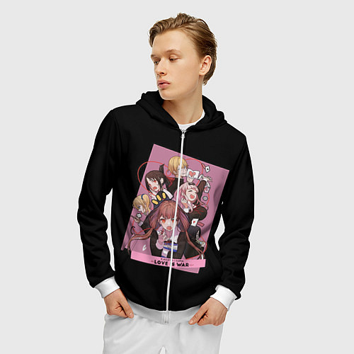 Мужская толстовка на молнии Kaguya Sama Госпожа Кагуя / 3D-Белый – фото 3