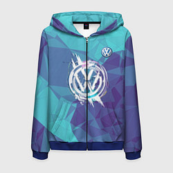 Толстовка 3D на молнии мужская VOLKSWAGEN, цвет: 3D-синий