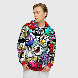 Толстовка 3D на молнии мужская Граффити, цвет: 3D-красный — фото 2