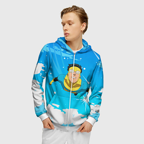 Мужская толстовка на молнии Марк Грэйсон Неуязвимый / 3D-Белый – фото 3