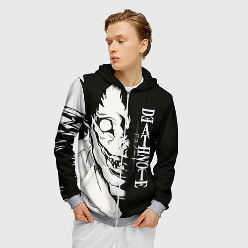 Мужская толстовка на молнии Персонаж Рюк Death Note / 3D-Меланж – фото 3