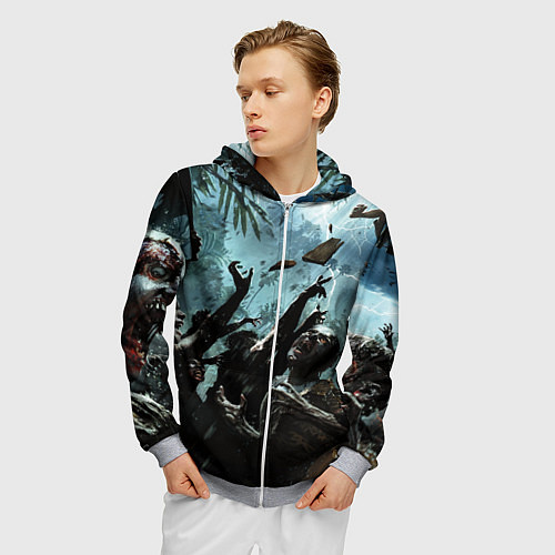 Мужская толстовка на молнии Кровожадные зомби Zombie / 3D-Меланж – фото 3