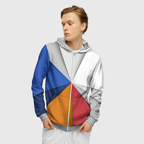 Мужская толстовка на молнии Трегоугольник / 3D-Меланж – фото 3