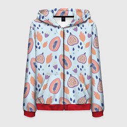 Толстовка 3D на молнии мужская Папайя, цвет: 3D-красный